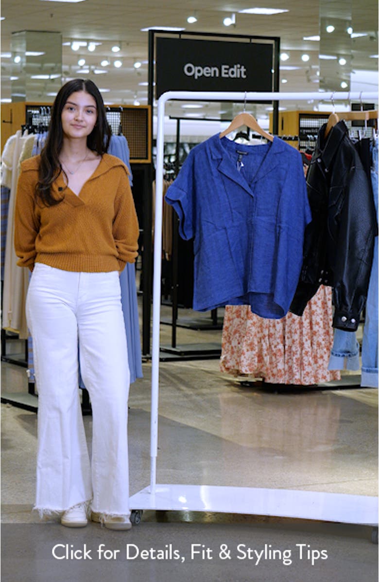 Notch Collar Organic Linen Button-Up Shirt, sales video thumbnail