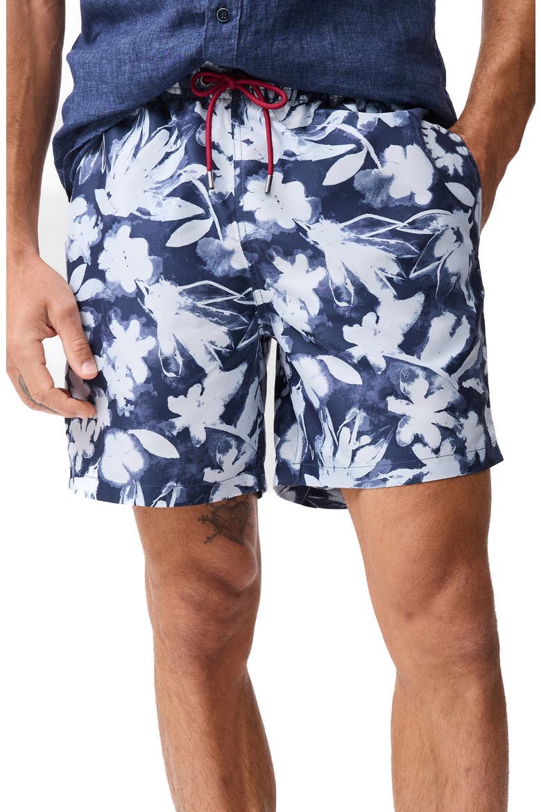 Hardinge Abstract Floral Swim Trunks, Main, color, INDIGO