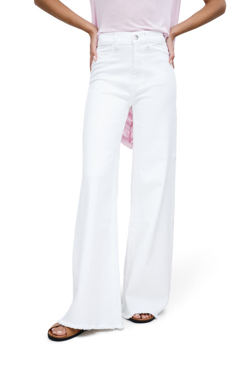 McCarren High Waist Raw Hem Wide Leg Jeans, Alternate, color, WHITE