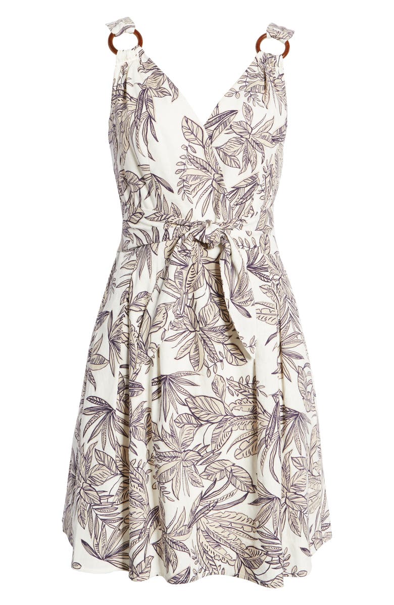 Vince Camuto Linen Blend Tie Front Sleeveless Minidress, Alternate, color,