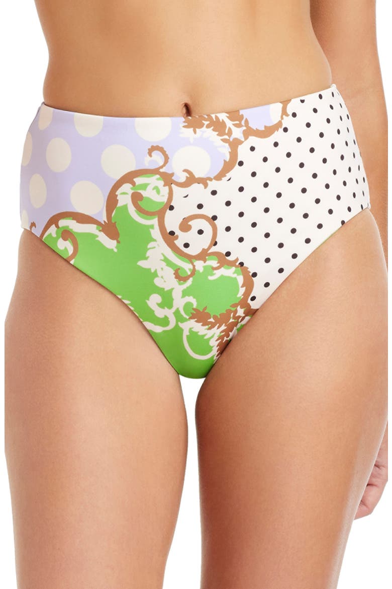 Reversible High Waist Swim Bottoms, Alternate, color, GREEN MULTI