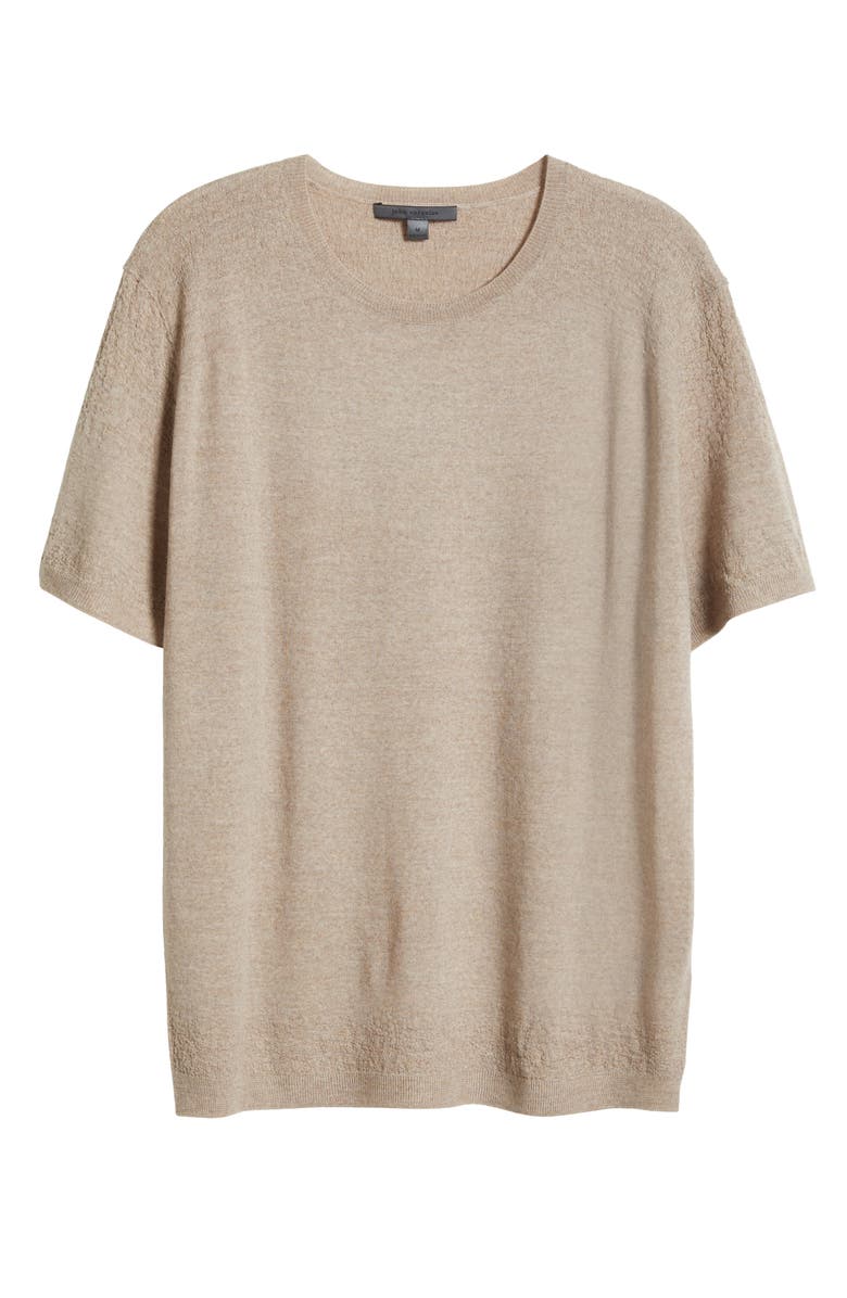 John Varvatos Alvito Regular Fit Short Sleeve Wool Sweater, Alternate, color, Fossil Grey
