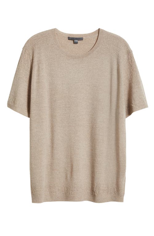 John Varvatos Alvito Regular Fit Short Sleeve Wool Sweater In Fossil Grey