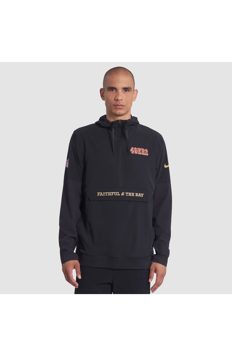 Nike Men's Nike Black San Francisco 49ers 2025 Rivalries Collection Sideline Anorak Half-Zip Hoodie Jacket, Main, color, Black