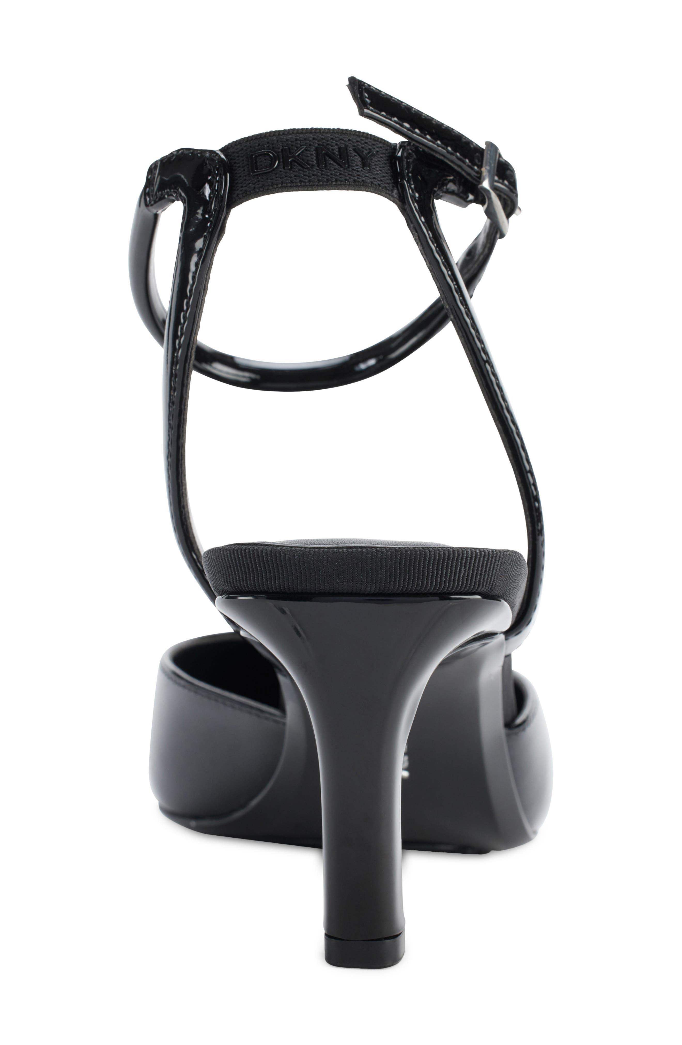 DKNY Ankle Strap Pointed Toe Pump, Alternate, color, Black