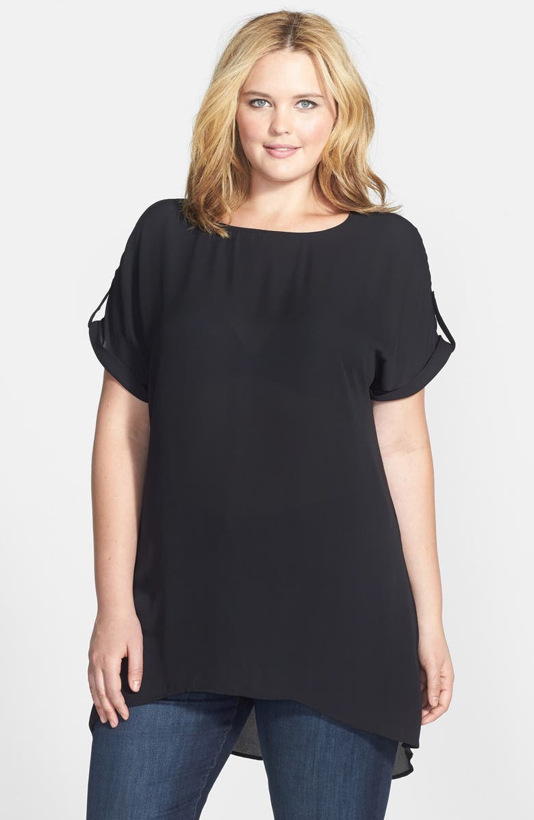 Sejour Split Back Soft Crepe Tunic Top, Main, color, 