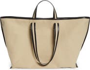 KASSL Large Contrast Trim Canvas Tote