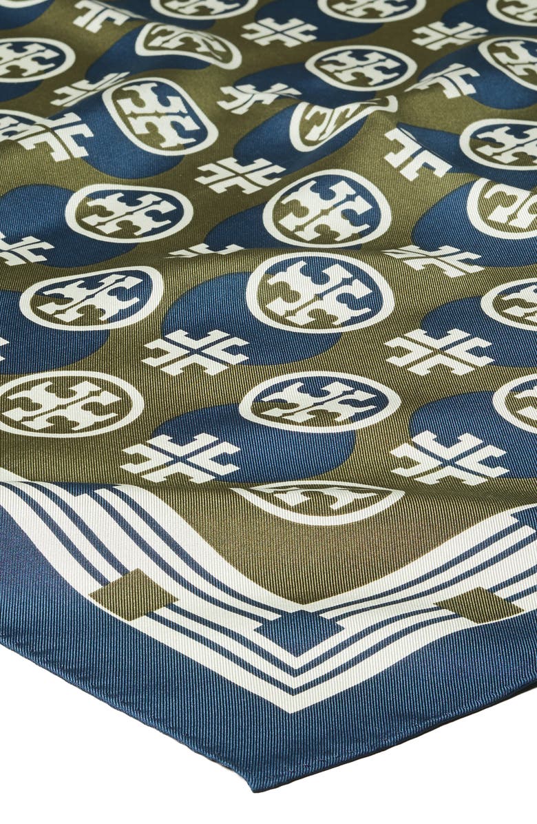 Tory Burch Geometric Logo Silk Square Scarf, Alternate, color,