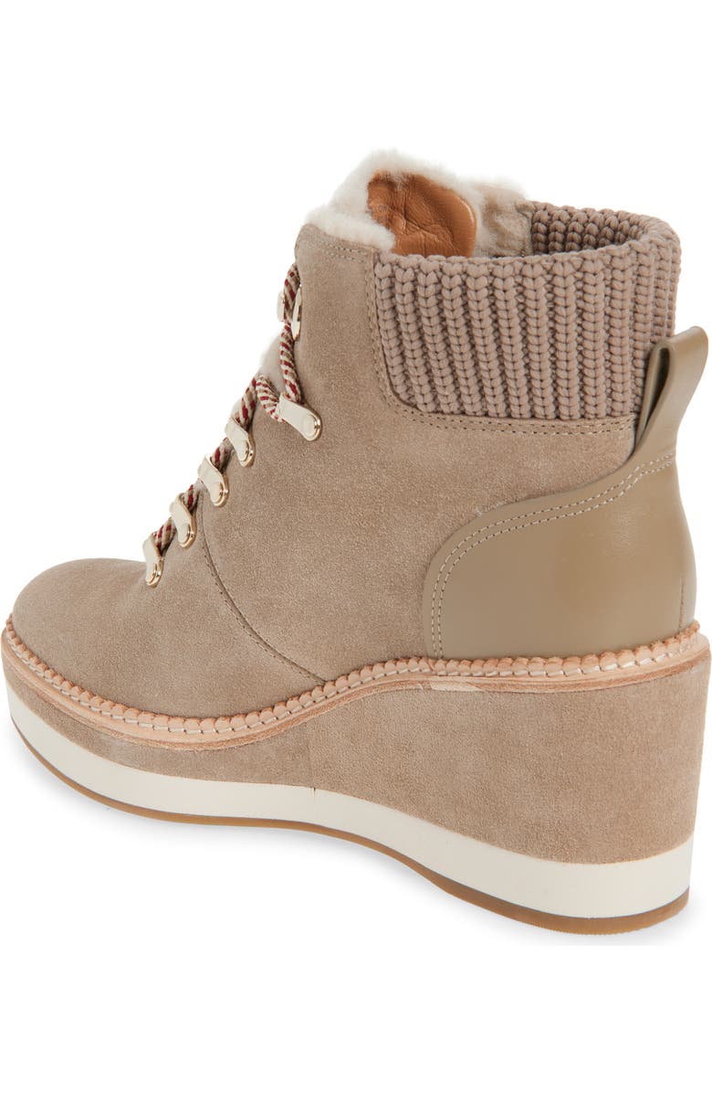Kate Spade New York willow genuine shearling wedge bootie, Alternate, color, Rustic Brown