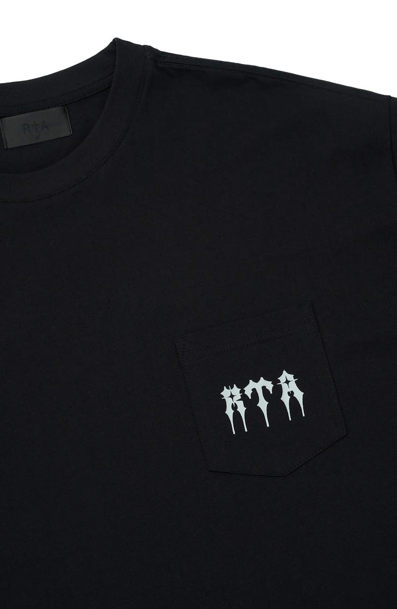RtA Bastien Graphic Pocket T-Shirt, Alternate, color, Black Spiked R