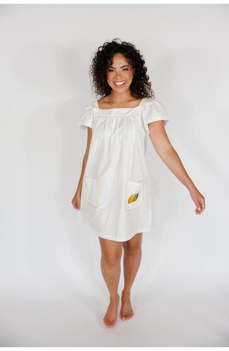 In My Sundays Short Day Dress, Alternate, color, Crisp White With Lemon