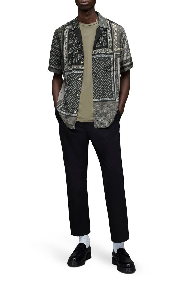 AllSaints Yacutan Print Short Sleeve Button-Up Camp Shirt, Alternate, color, 