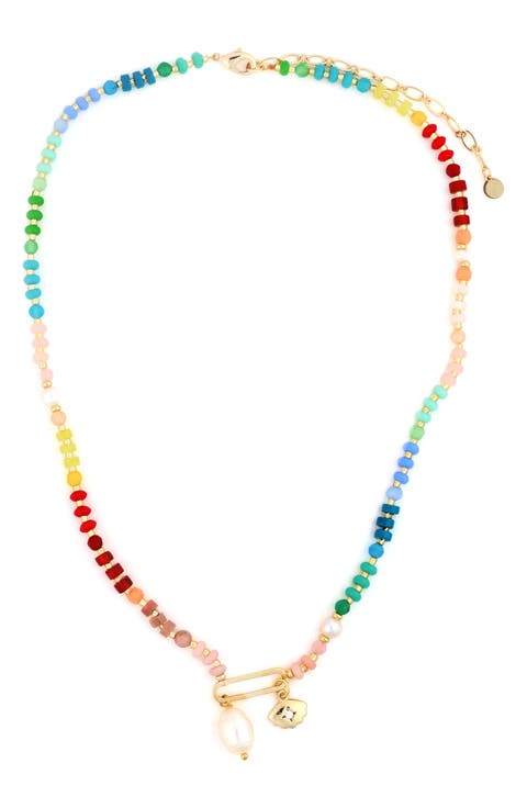Multistone Freshwater Pearl Pendant Necklace