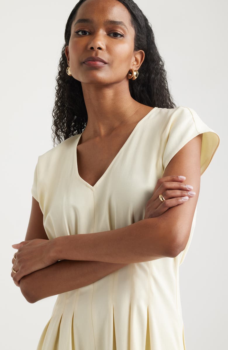 Nordstrom Pleated Midi Dress, Alternate, color, Yellow Pale