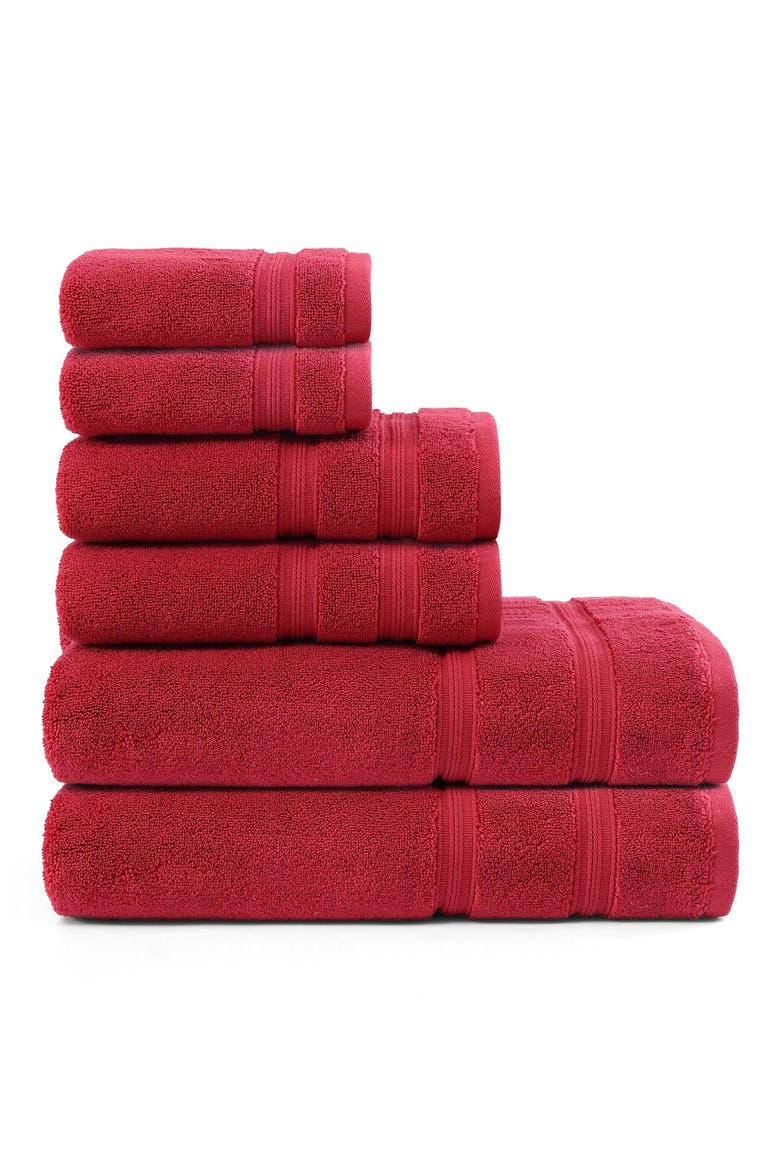 Harborside Terry Towel 6-Piece Towel Set, Main, color, BRIGHT RED