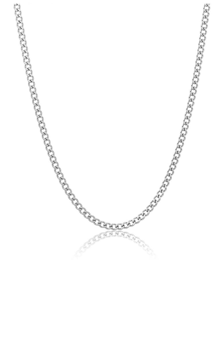 Adornia Men's Water Resistant Cuban Chain Link Necklace, Main, color, Silver