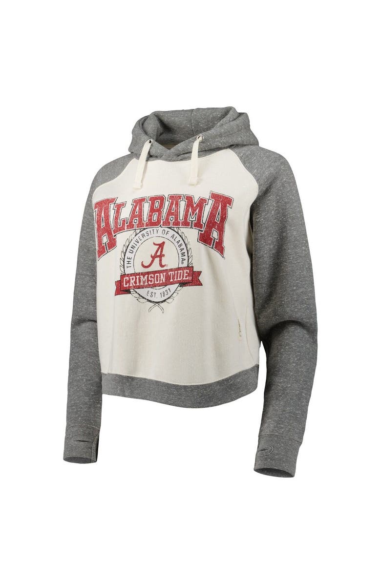 PRESSBOX Women's Pressbox Cream/Heather Gray Alabama Crimson Tide Cody Tri-Bend Raglan Pullover Hoodie, Alternate, color, 