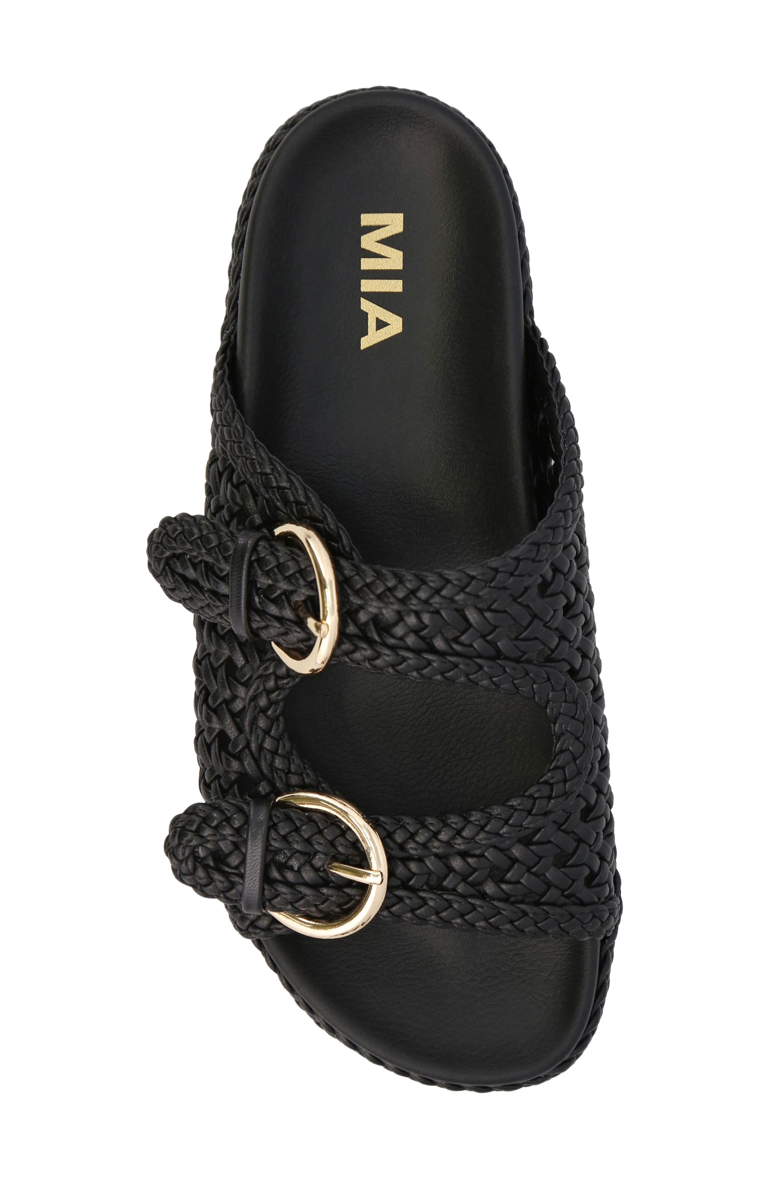 MIA Braided Buckle Strap Platform Sandal, Alternate, color, Black