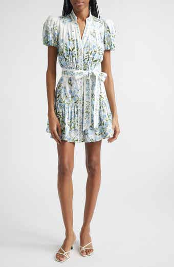 Cora Puff Sleeve Tie Belt Stretch Cotton Mini Shirtdress