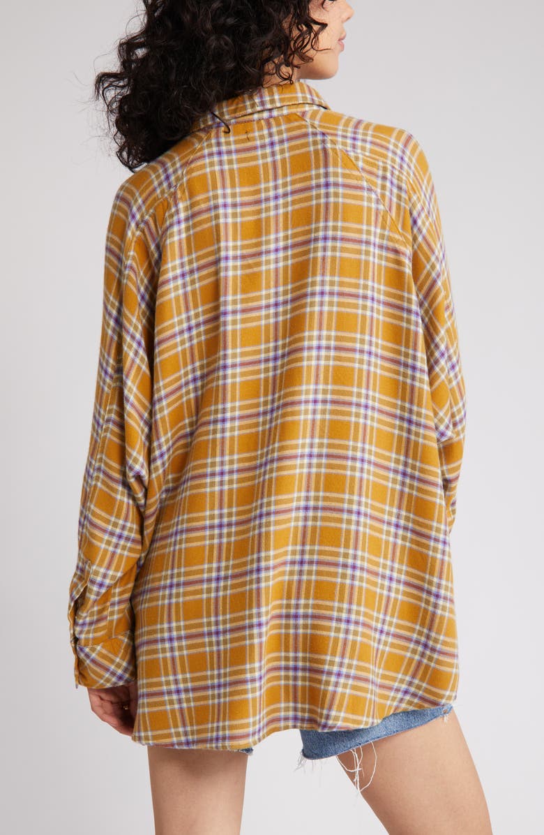 BDG Urban Outfitters Brendon High-Low Flannel Button-Up Shirt, Alternate, color, 