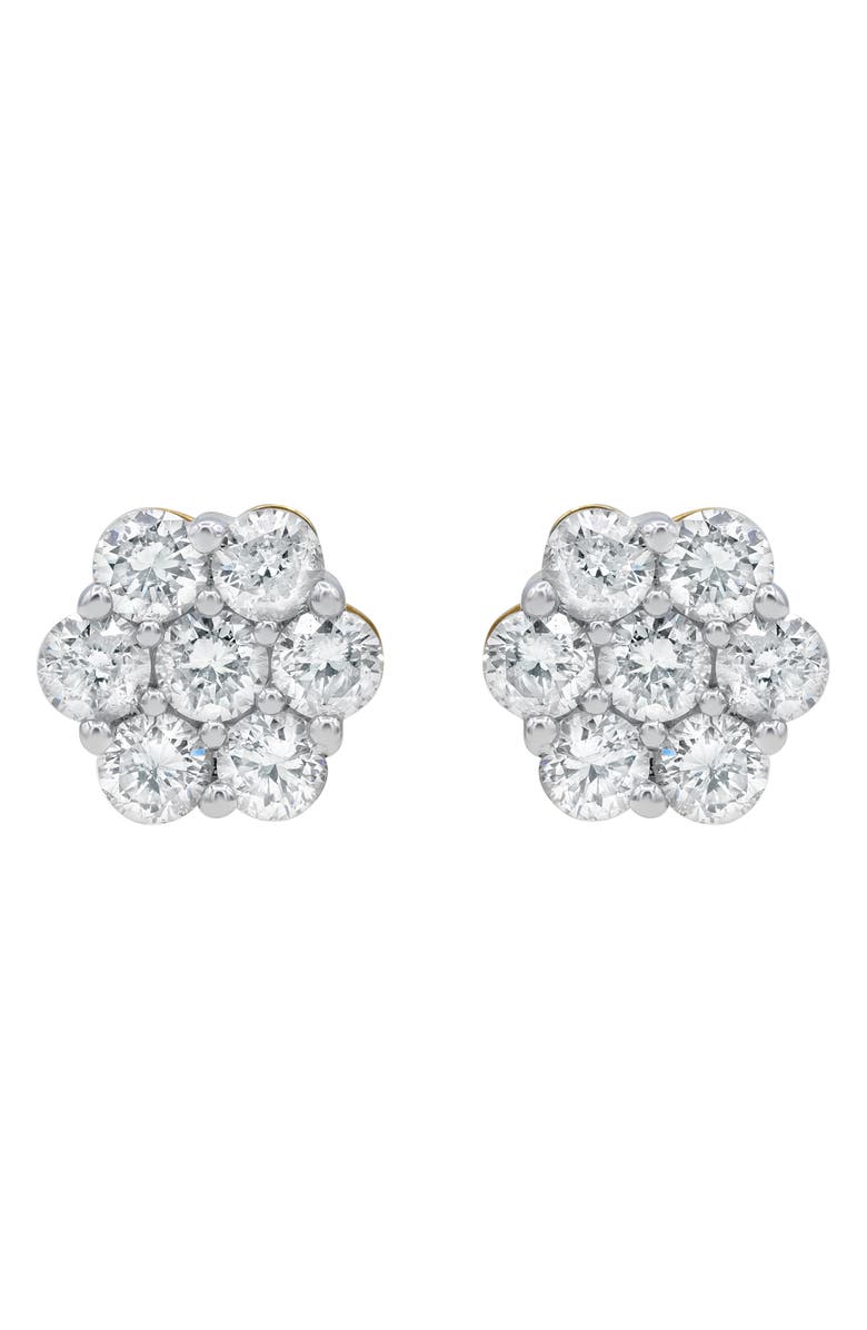 LuvMyJewelry Lab Grown Diamond Floral Cluster Stud Earrings, Alternate, color, 14K White Gold