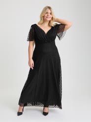 Scarlett & Jo Isabelle Spot Angel Sleeve Maxi Dress