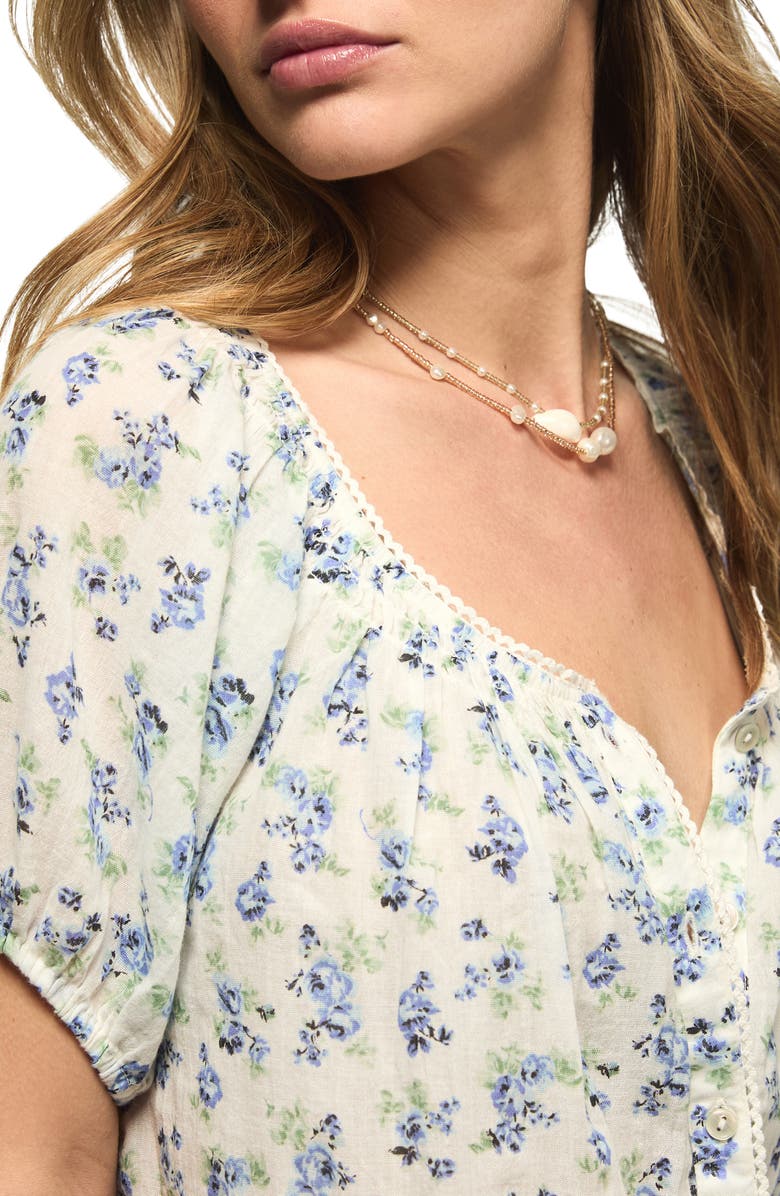 Lucky Brand Flowy Raglan Sleeve Top, Alternate, color, Cream Floral