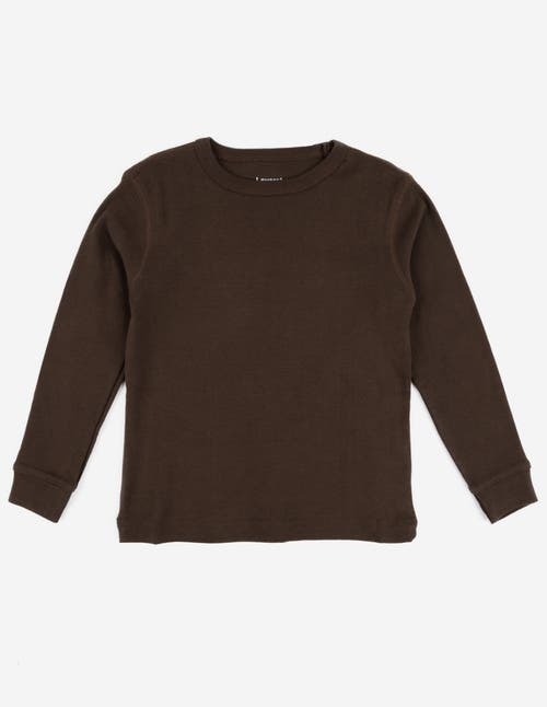Leveret Kids Long Sleeve T-shirt, 100% Cotton, Solid Colors In Brown
