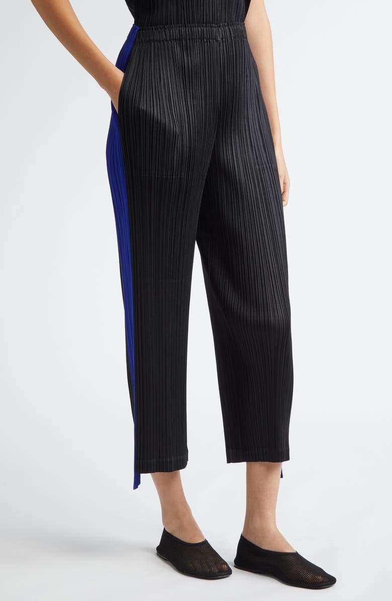 Pleats Please Issey Miyake Comet Pleated Colorblock Crop Wide Leg Pants, Alternate, color, 