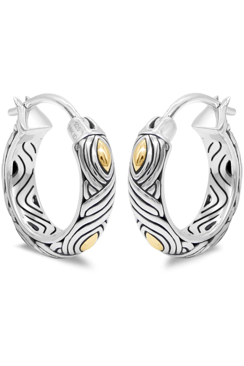 20mm Woven Hoop Earrings in Sterling Silver and 18K Gold, Alternate, color, Silver