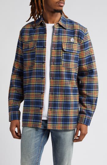 Contact Plaid Logo Appliqué Flannel Overshirt