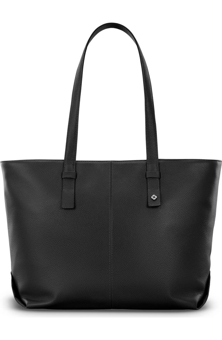 Samsonite Mobile Solution 2 Leather Tote W/ Laptop Sleeve, Alternate, color, Black