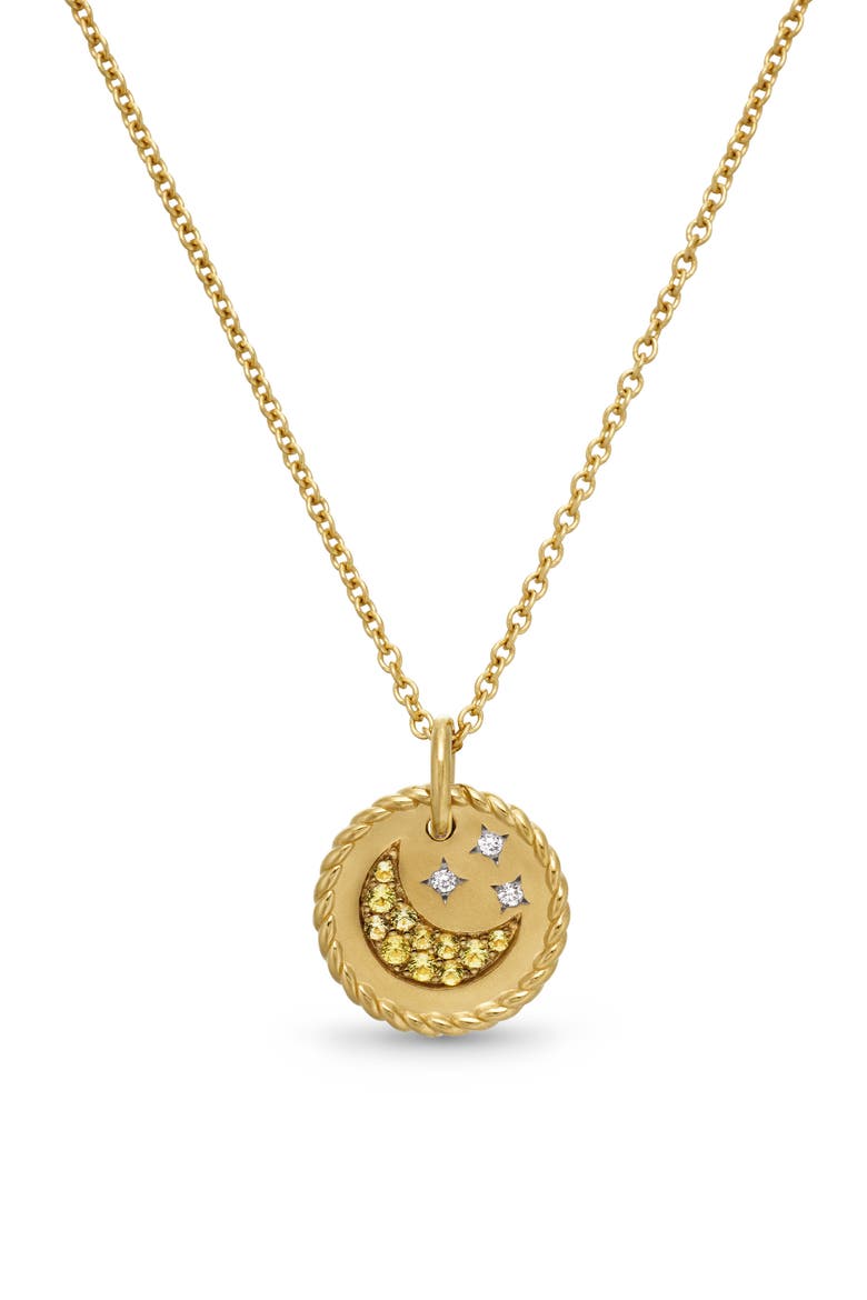 Cable Collectibles Moon & Stars Necklace with Diamonds & Yellow Sapphires in 18K Gold, Main, color, GOLD/ DIAMOND/ YELLOW SAPPHIRE