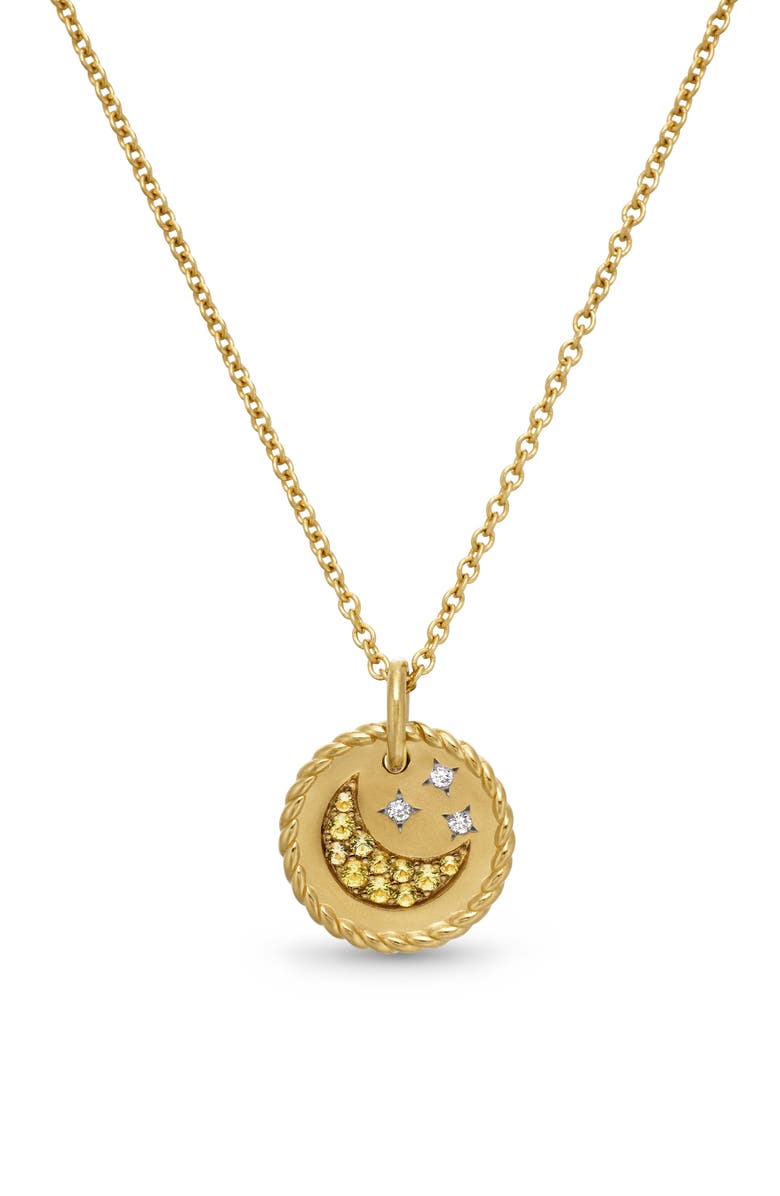 David Yurman Cable Collectibles Moon & Stars Necklace with Diamonds & Yellow Sapphires in 18K Gold, Main, color, Gold/ Diamond/ Yellow Sapphire