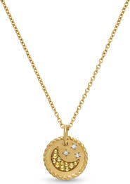 David Yurman Cable Collectibles Moon & Stars Necklace with Diamonds & Yellow Sapphires in 18K Gold