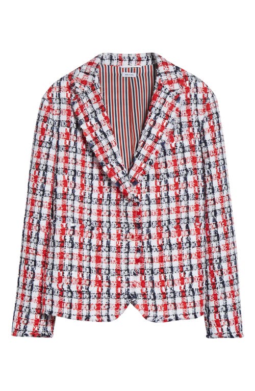 Thom Browne Gingham-check Tweed Jacket In Red