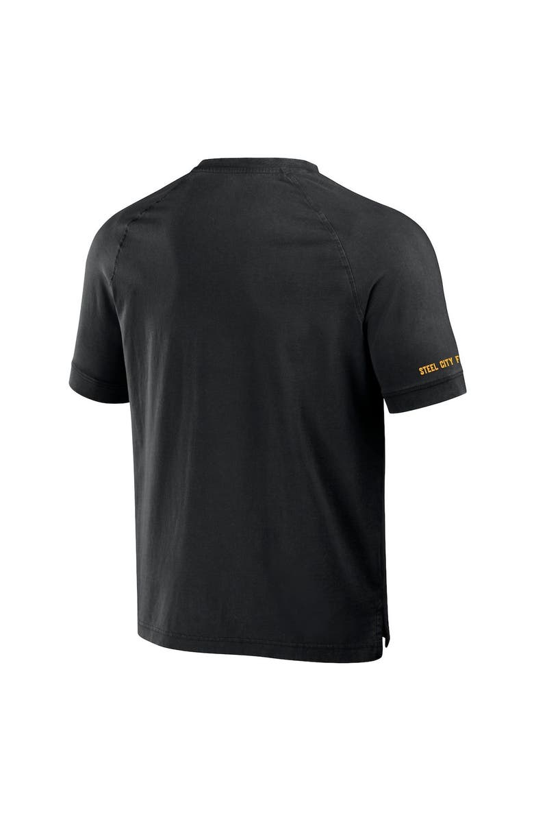NFL X DARIUS RUCKER Men's NFL x Darius Rucker Collection by Fanatics Black Pittsburgh Steelers Washed Raglan Henley T-Shirt, Alternate, color, 