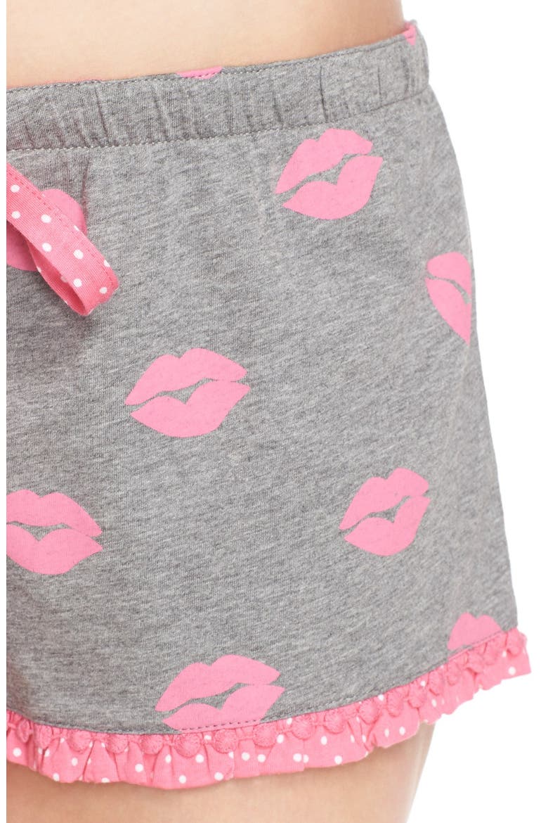 Print Lounge Shorts, Alternate, color, HEATHER GREY LIPS