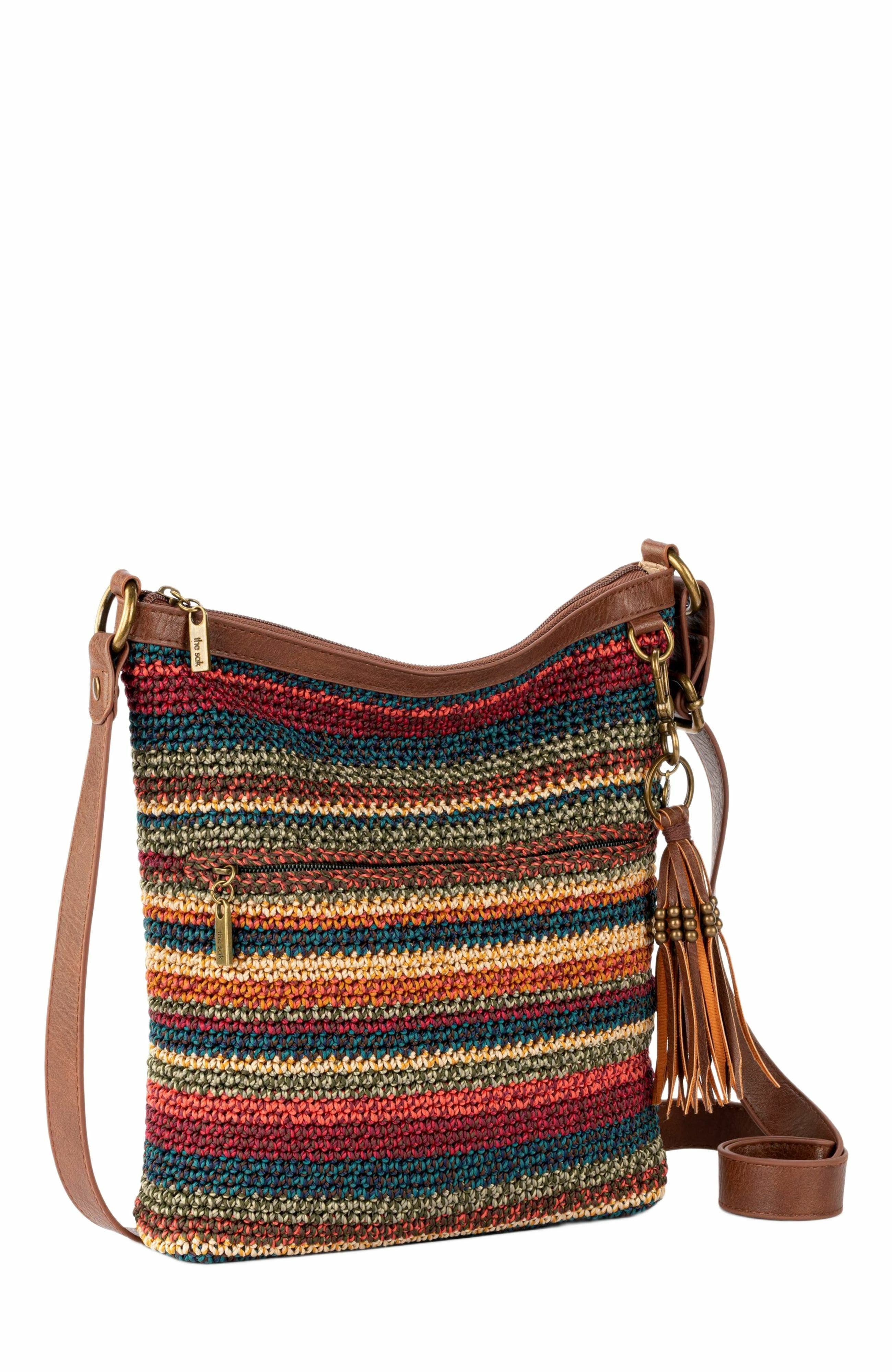 Lucia Crossbody Leather Bag, Alternate, color, Woodland Stripe