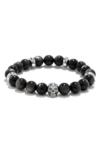 Eye Candy Los Angeles James Skull Head Beaded Stretch Bracelet In Multi