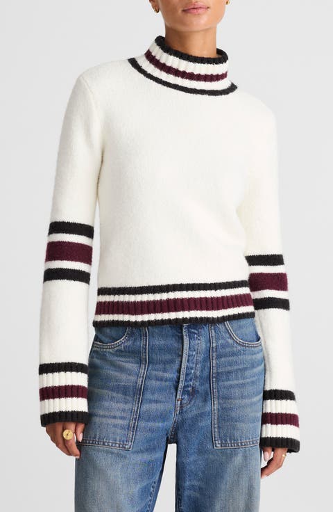 Rib Trim Mock Neck Sweater