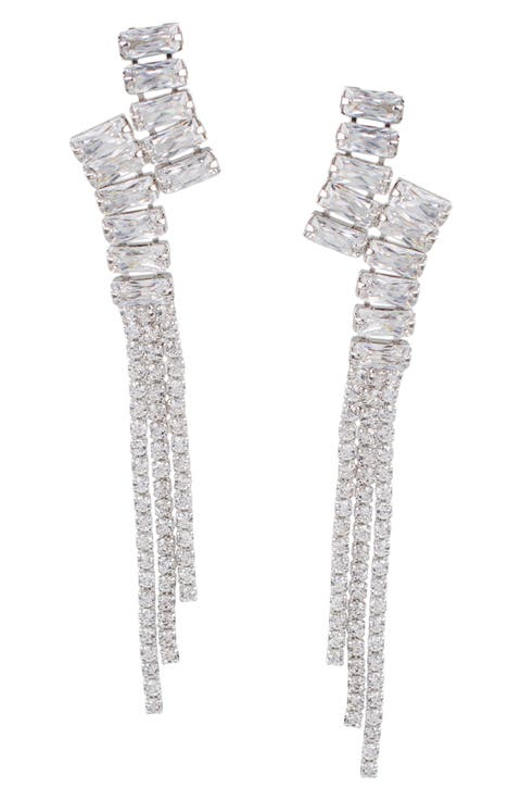 Uneven Cubic Zirconia Drop Earrings
