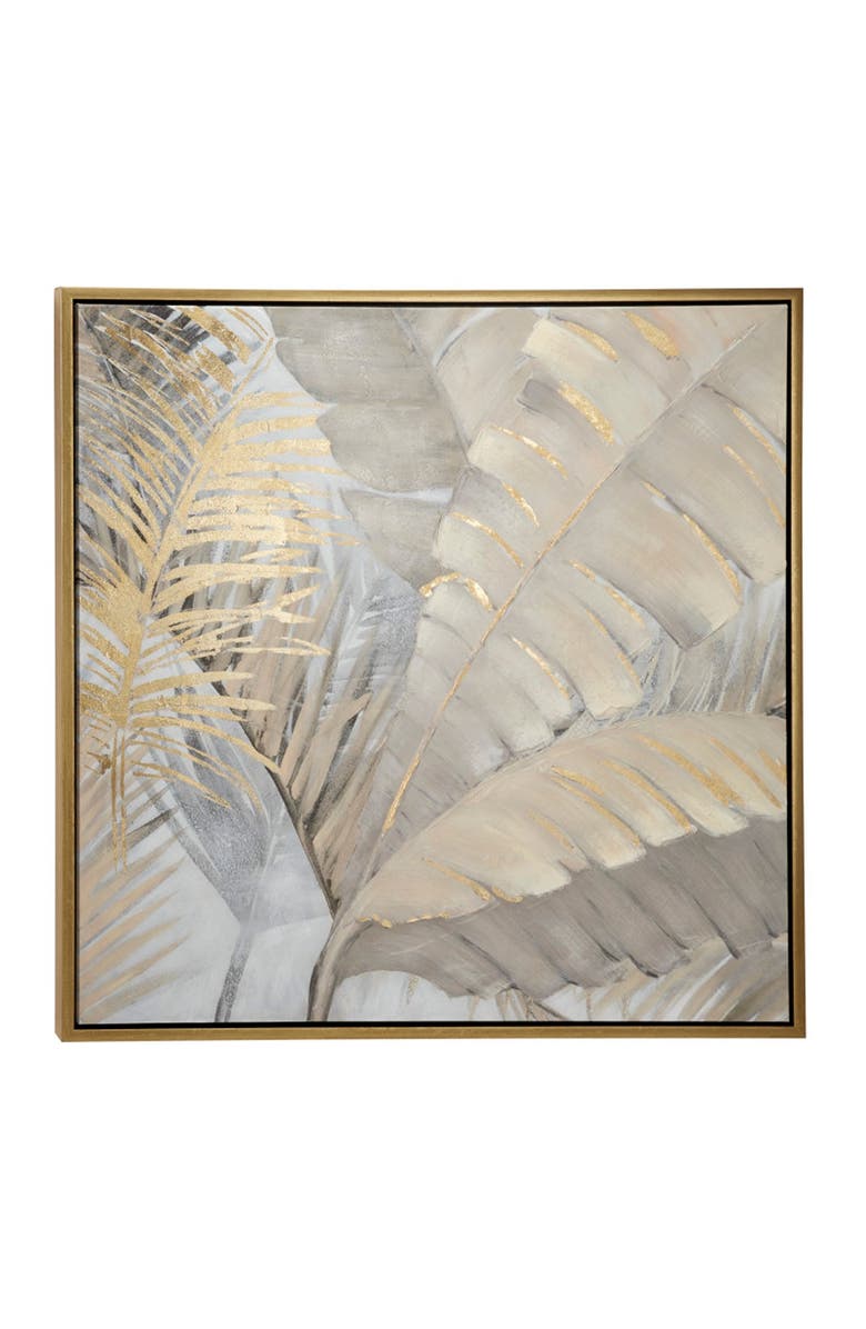 COSMO BY COSMOPOLITAN Large Square Palm Leaves & Ferns Acrylic Framed Painting, Main, color, 