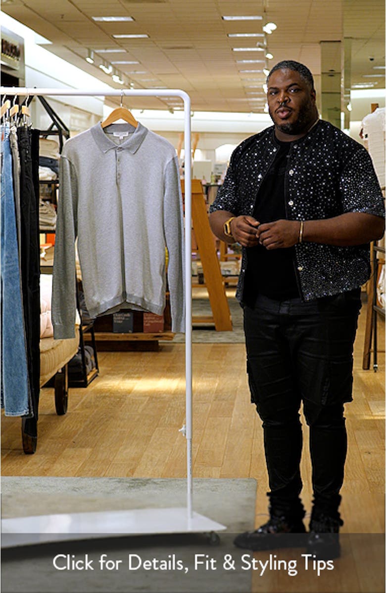 Francois Long Sleeve Cotton & Silk Polo Sweater, sales video thumbnail