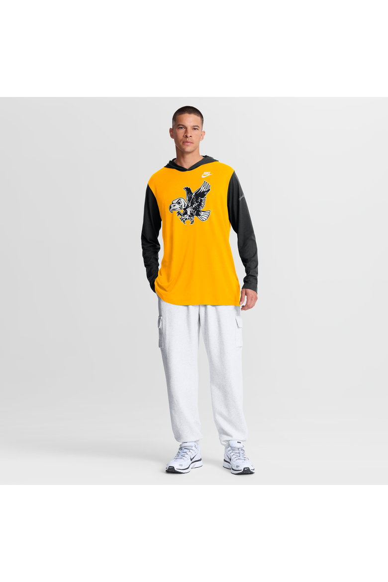 Men's Nike Gold/Black Iowa Hawkeyes Campus Legacy Tri-Blend Long Sleeve Hooded T-Shirt, Alternate, color, Gold