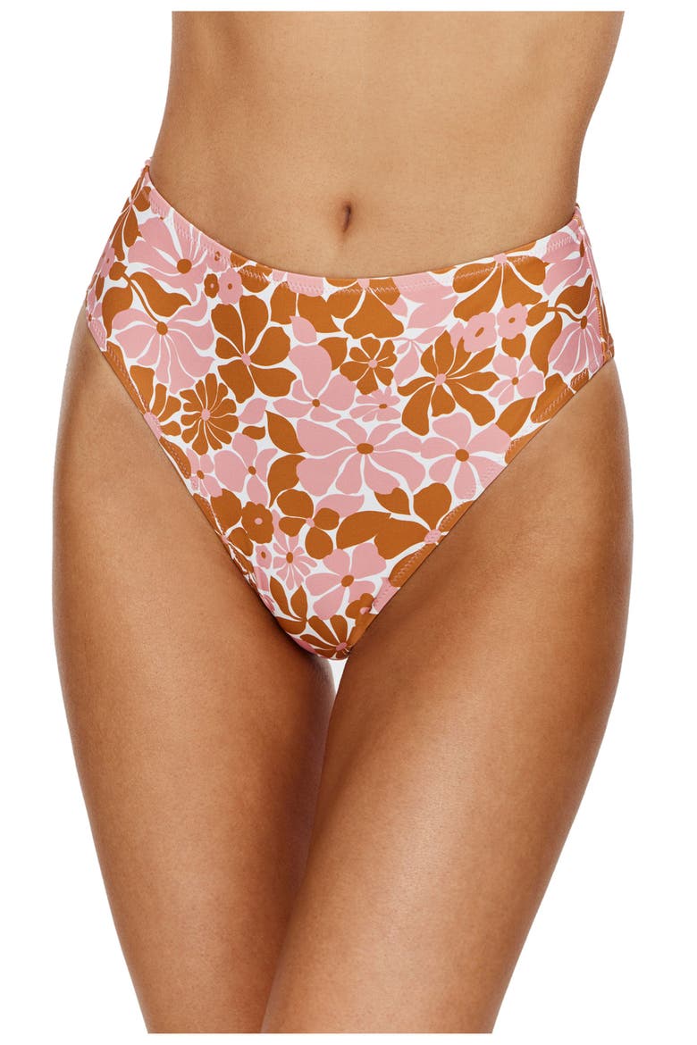 Summer Memories High Waist Bikini Bottom, Main, color, Pink-Brown