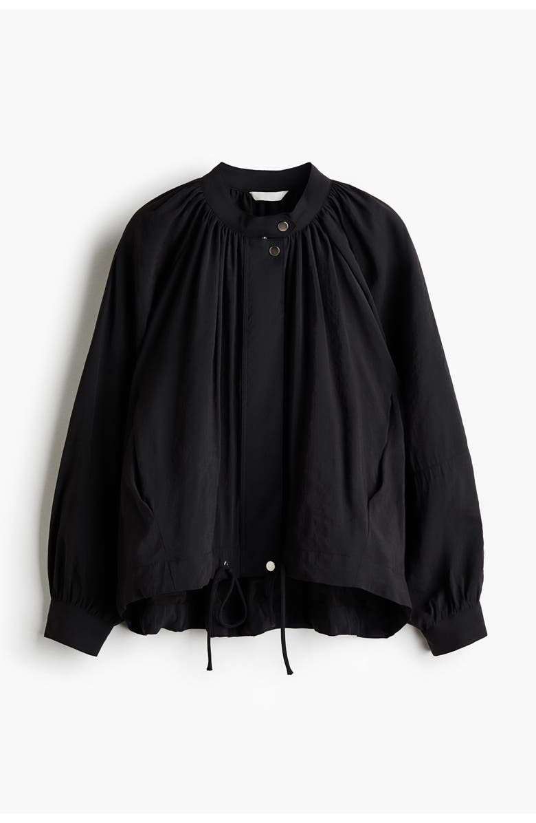 H&M Balloon-sleeved modal jacket, Alternate, color, Black