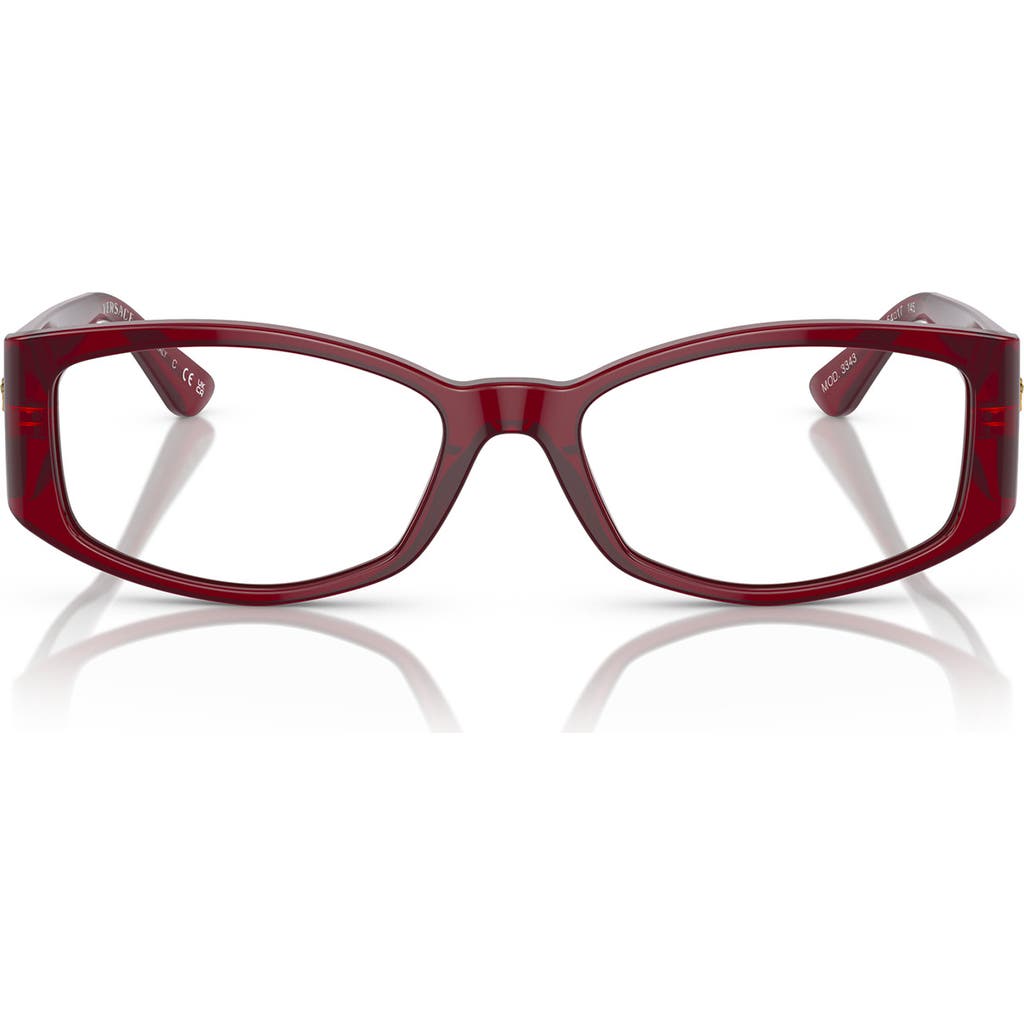 Versace 54mm Rectangular Optical Glasses In Bordeaux