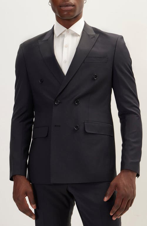 Ron Tomson Super 120s Wool Double Breasted Tuxedo Jacket