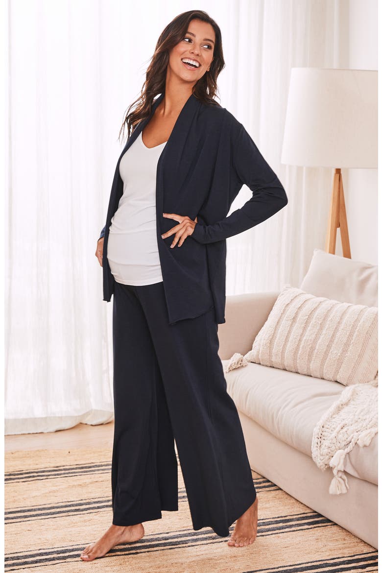 Debra Wide Leg Maternity Pants, Alternate, color, NAVY